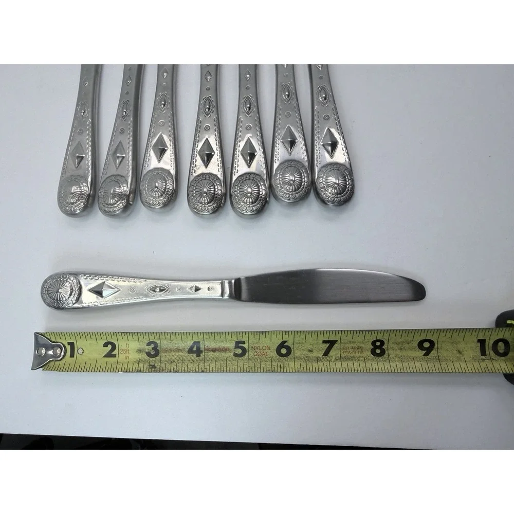 Wallace TAOS 18/10 Stainless Steel Flatware Dinner‎ Knives Lot of 8 Southwest